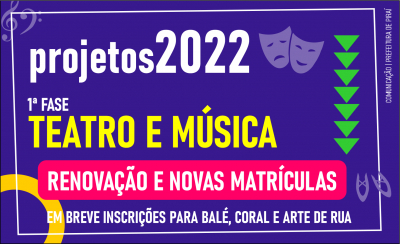 Renovação e novas matrículas para teatro e música