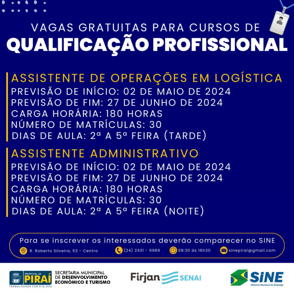 Início dos Cursos Adiado para 02/05!