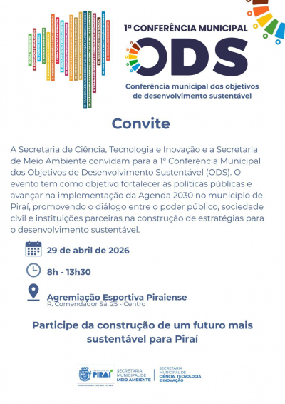 Piraí realiza 1ª Conferência Municipal dos Objetivos de Desenvolvimento Sustentável nesta quarta-feira (29)