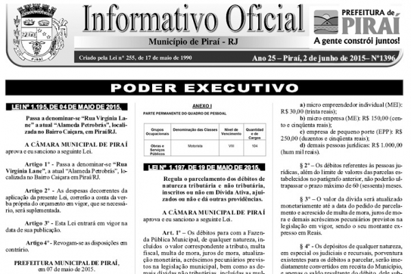 Informativo Oficial do Município - Nº 1396