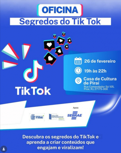 Oficina gratuita - Segredos do Tik Tok
