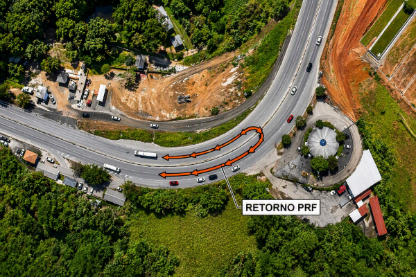 RioSP informa fechamento tempor&aacute;rio de retorno no km 233 da Via Dutra para avan&ccedil;o das obras na Serra das Araras