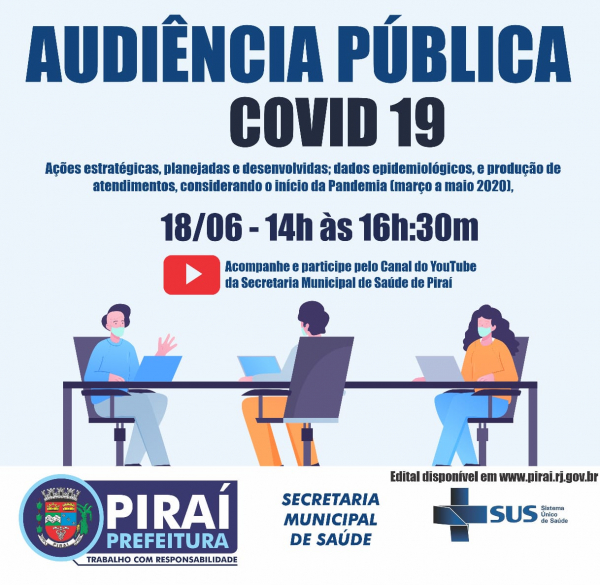 Saúde de Piraí realiza Audiência Pública on-line de apresentação relativa à Pandemia de COVID-19